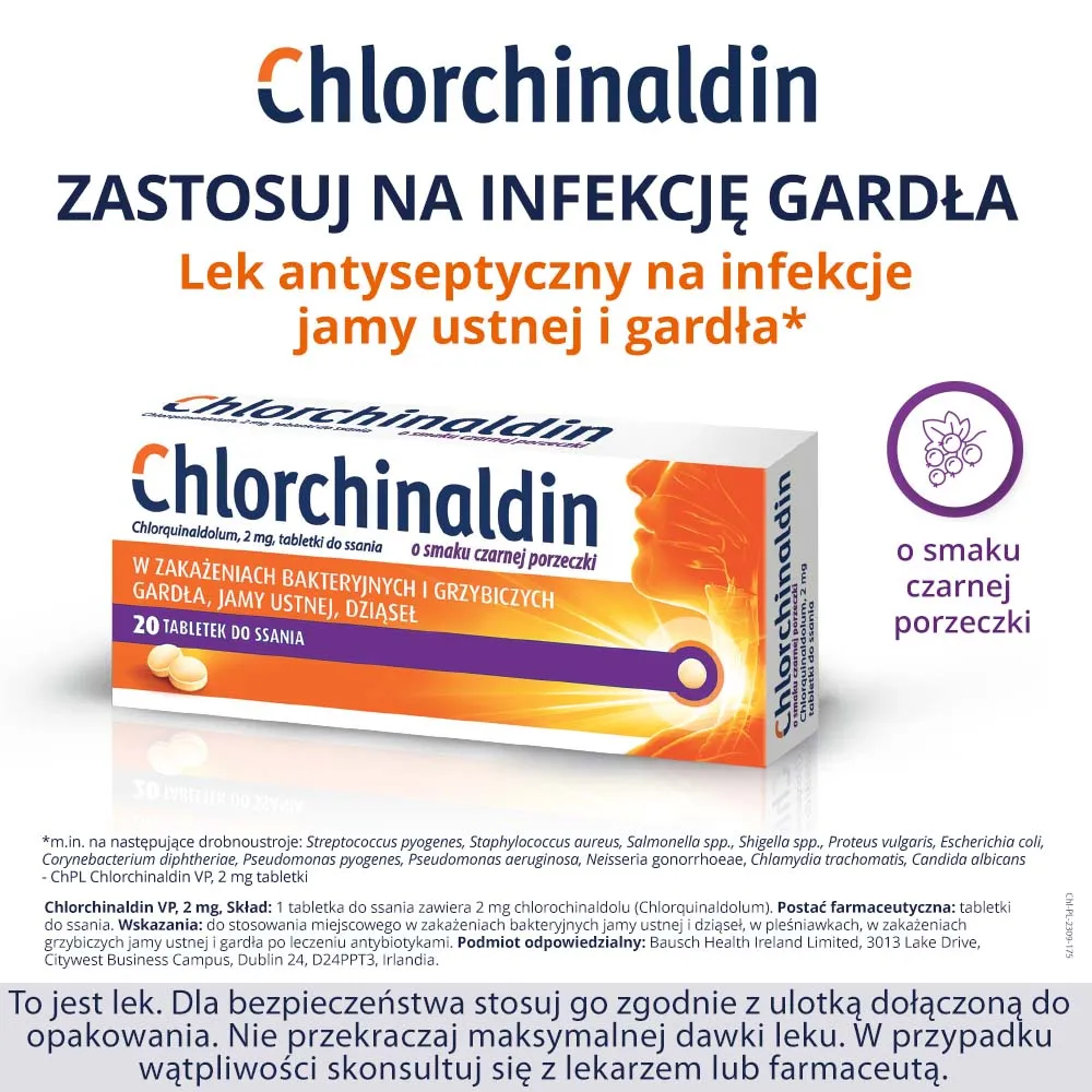 Chlorchinaldin VP, 2 mg, 20 tabletek do ssania 