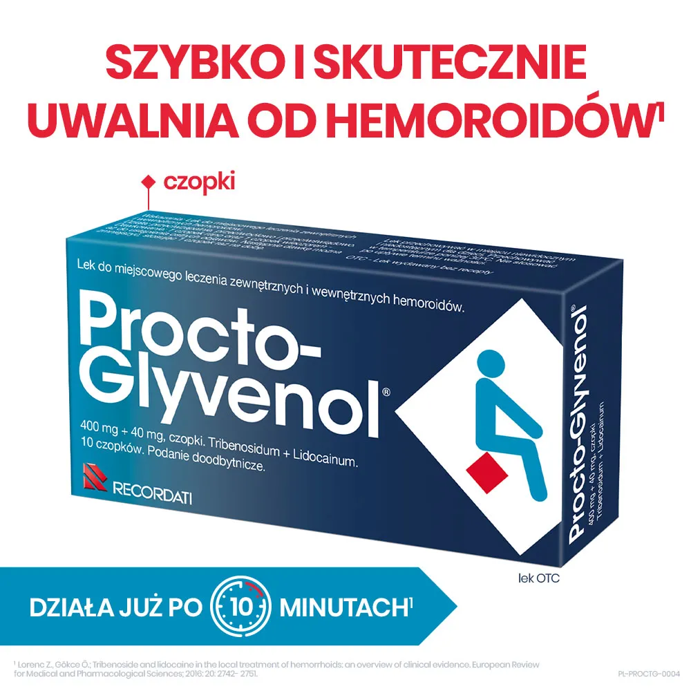 Procto-Glyvenol, 400 mg + 40 mg, 10 czopków 