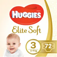 Huggies Elite Soft, pieluchy rozmiar 3, 5-9 kg, 72 sztuki
