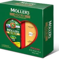 Moller's Gold Tran Norweski, suplement diety, smak cytrynowy, 250 ml + Dermika Gold, krem-maska nocne odmładzanie, 50 ml