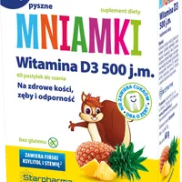 MNIAMKI Witamina D3 500 IU, suplement diety, 60 pastylek do ssania