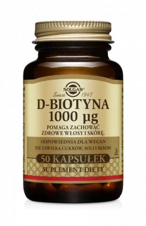 Solgar D-biotyna, 1000 mcg, suplement diety, 50 kapsułek