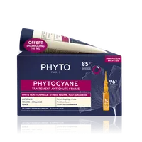 PHYTO PHYTOCYANE zestaw dla kobiet ampułki reakcyjne i szampon, 12 x 5 ml + 100 ml