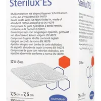 Sterilux ES, kompresy z gazy bawełnianej, niejałowe, 17-nitkowe, 8 warstw, 7,5 cm x 7,5 cm, 100 sztuk