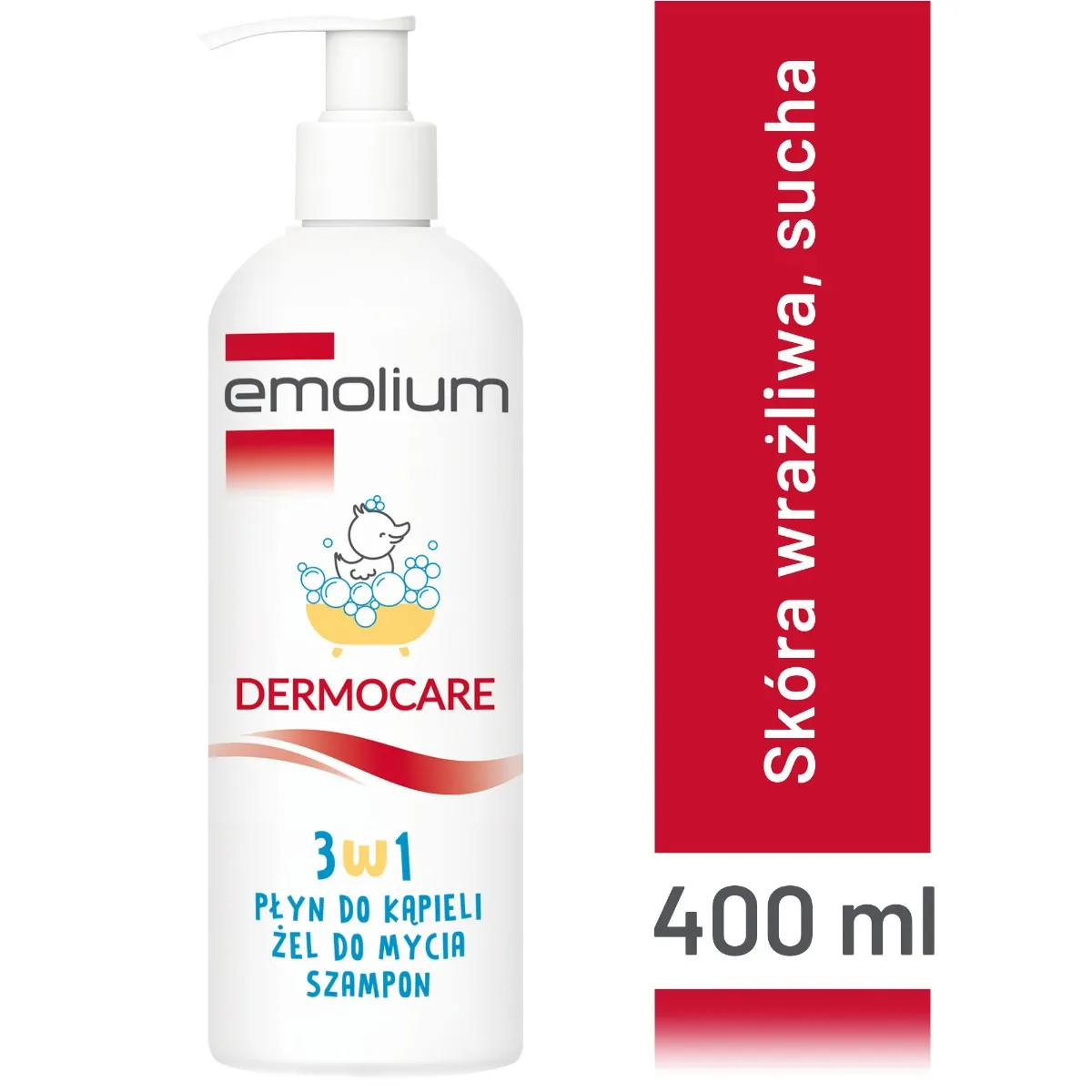 Emolium Dermocare 3w1, płyn do kąpieli, żel, szampon, 400 ml