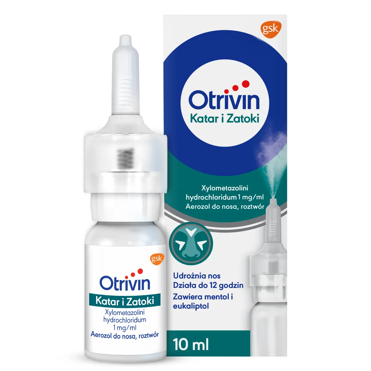 Otrivin Katar i Zatoki, 1 mg/ml, aerozol do nosa, roztwór, 10 ml 