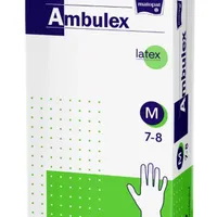 Ambulex Lateks, rękawice zabiegowe, lekko pudrowane, niejałowe, rozmiar M, 100 sztuk
