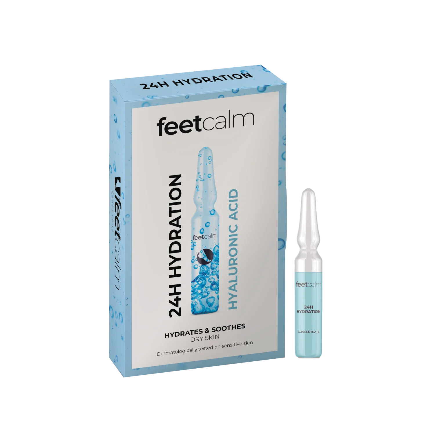 Feetcalm 24h Hydration Concentrate, nawilżające ampułki do stóp z kwasem hialuronowym, 7 x 2 ml