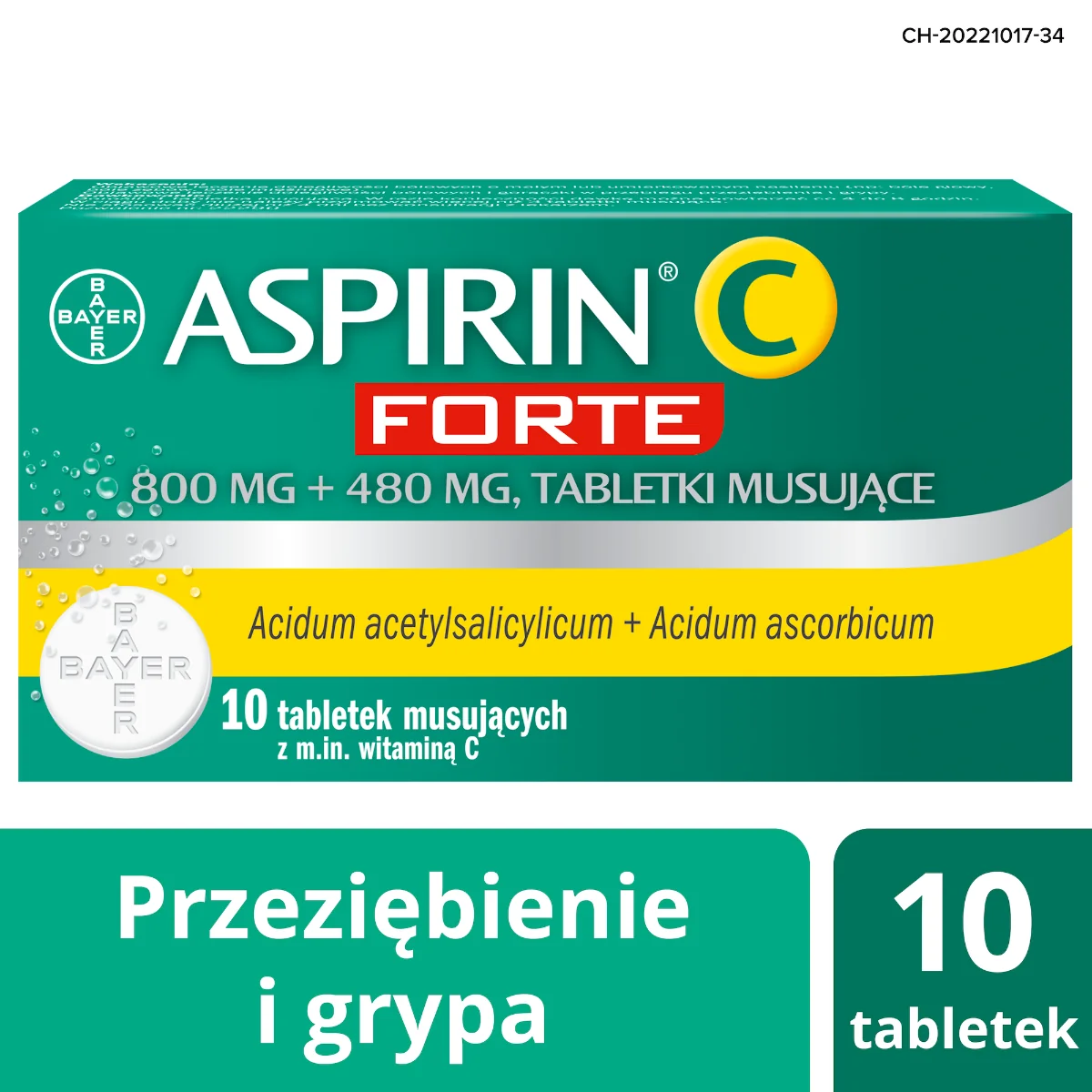 Aspirin C Forte, 800 mg + 480 mg , 10 tabletek musujących