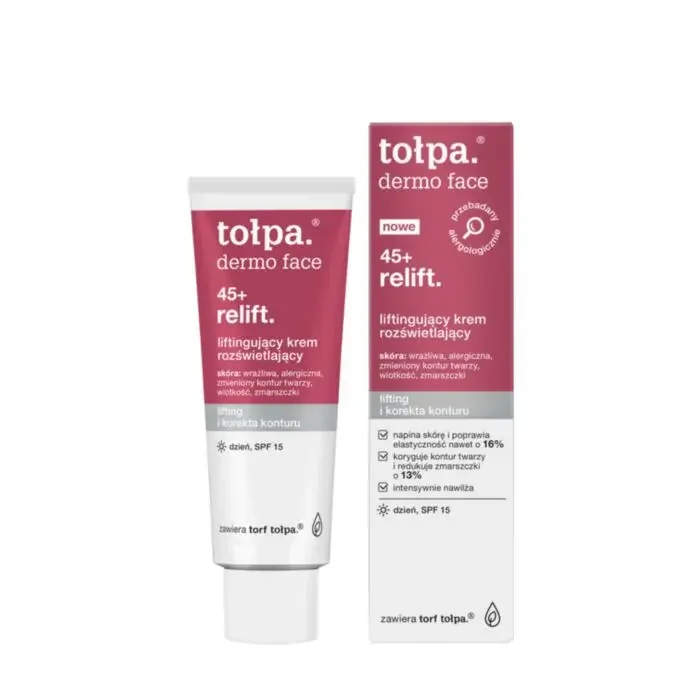 Tołpa Dermo Face Relift 45+, lliftingujący krem rozświetlający na dzień SPF15, 40 ml