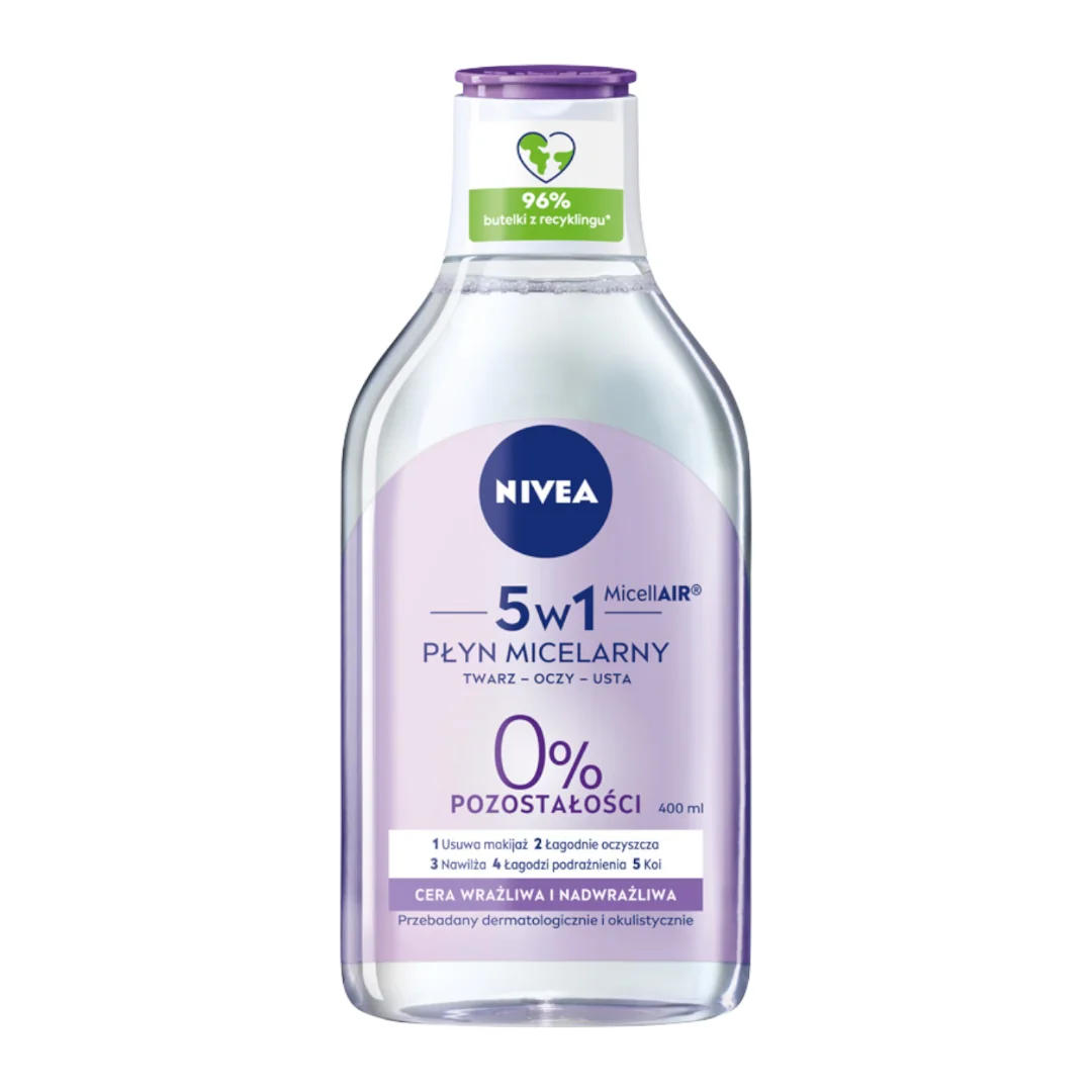 Nivea Pielęgnujący płyn micelarny 5 w 1 do cery wrażliwej i nadwrażliwej, 400 ml