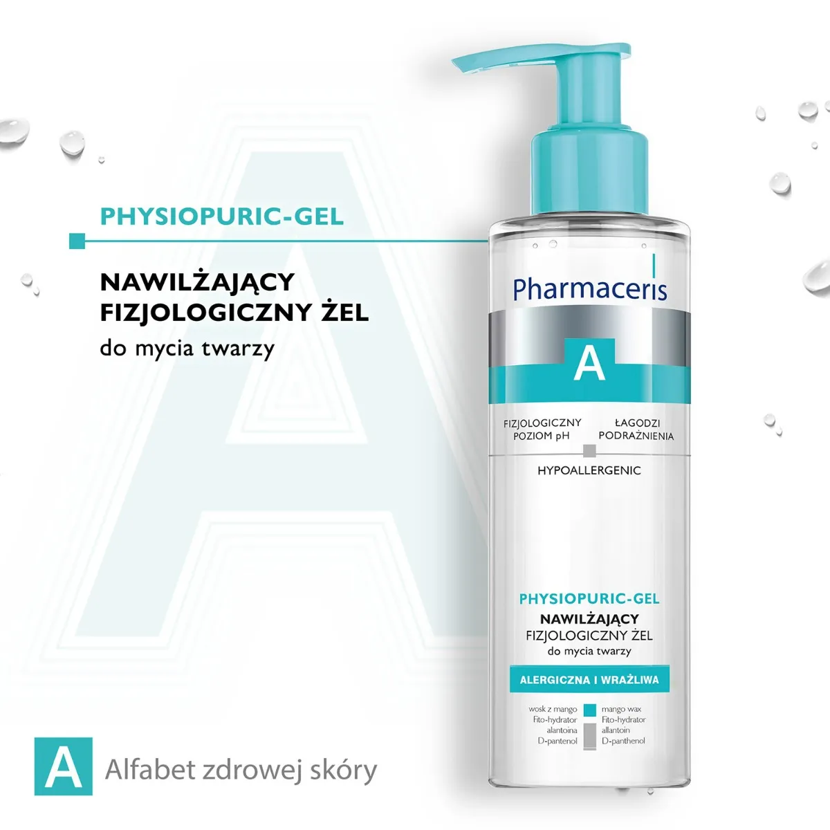Pharmaceris A Physiopuric-gel, nawilżający fizjologiczny żel do mycia twarzy, 190 ml 
