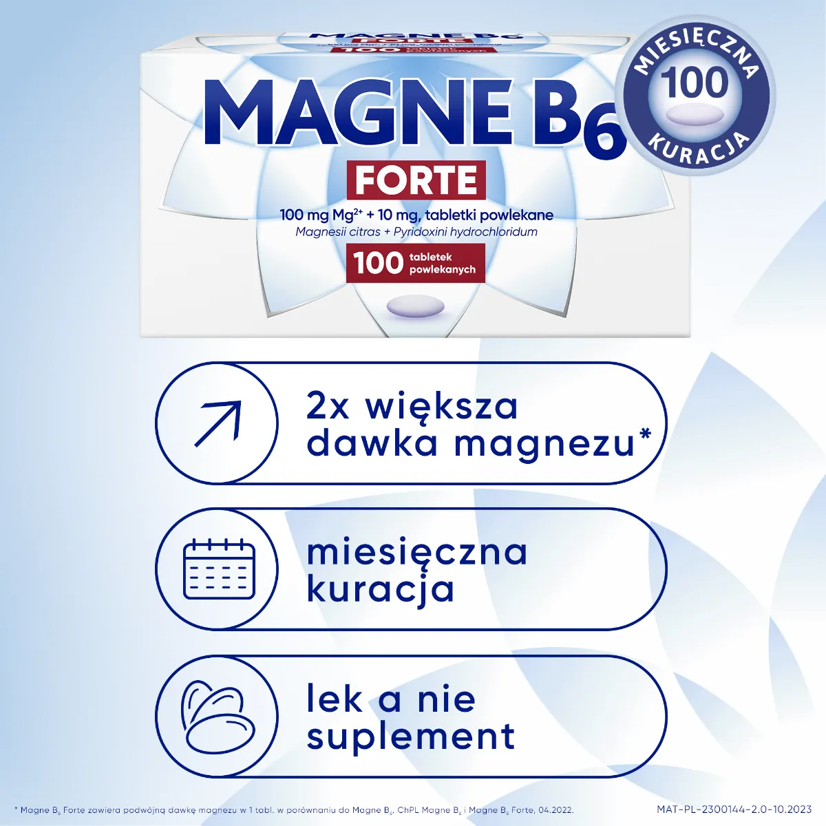 Magne B6 Forte, 100mg + 10mg, 100 tabletek powlekanych 