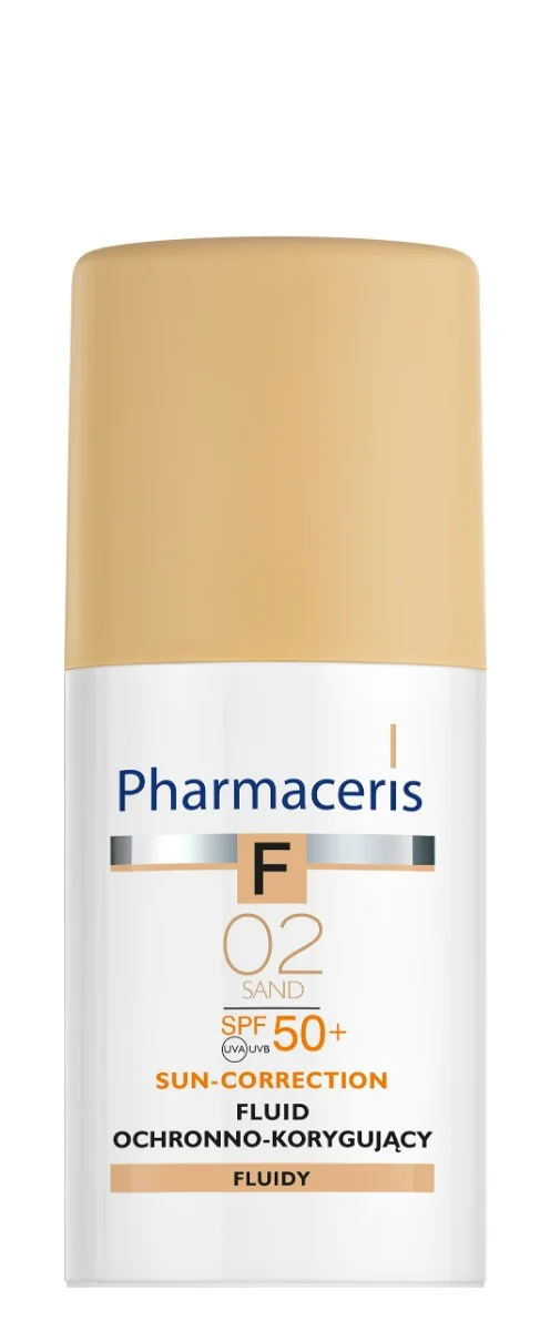 Pharmaceris F, Fluid ochronno-korygujący łagodzący podrażnienia 02 Sand / SPF 50+ / 30 ml