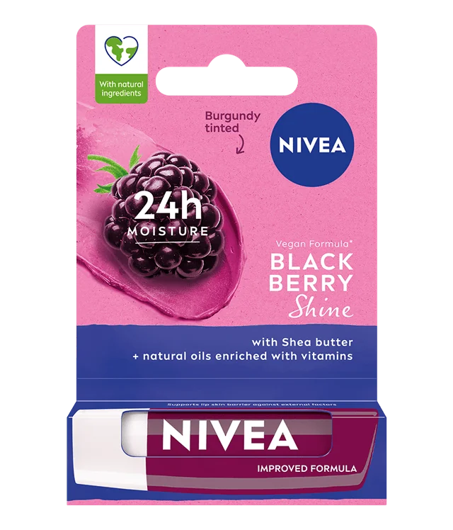 Nivea Blackberry Shine, pielęgnująca pomadka do ust, 4,8 g