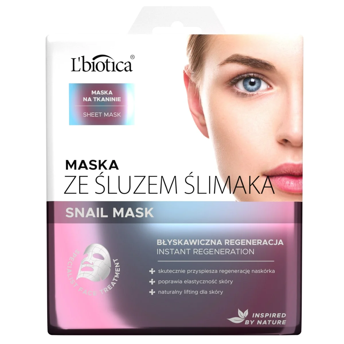 L'biotica Snail Mask, maska ze śluzem ślimaka na tkaninie, 23 ml