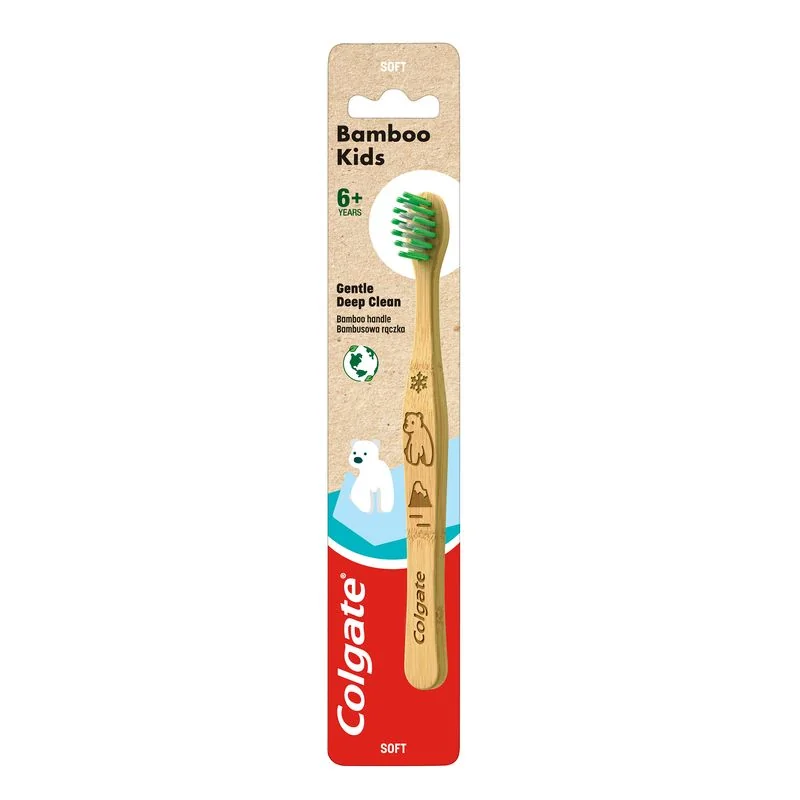 Colgate Bamboo Kids, bambusowa miękka szczoteczka do zębów dla dzieci, 1 szt.