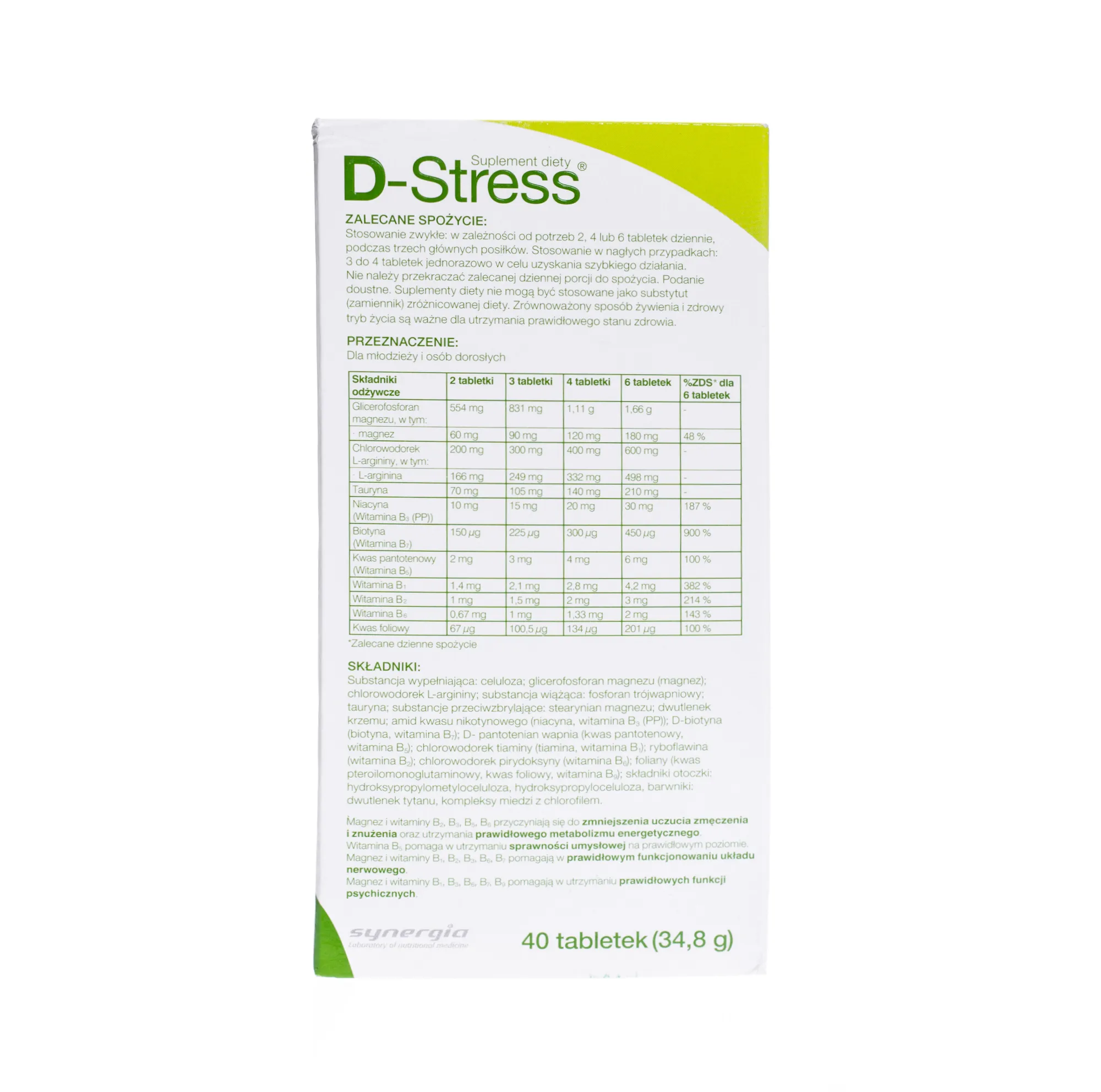 D-Stress magnez + tauryna, suplement diety, 40 tabletek 