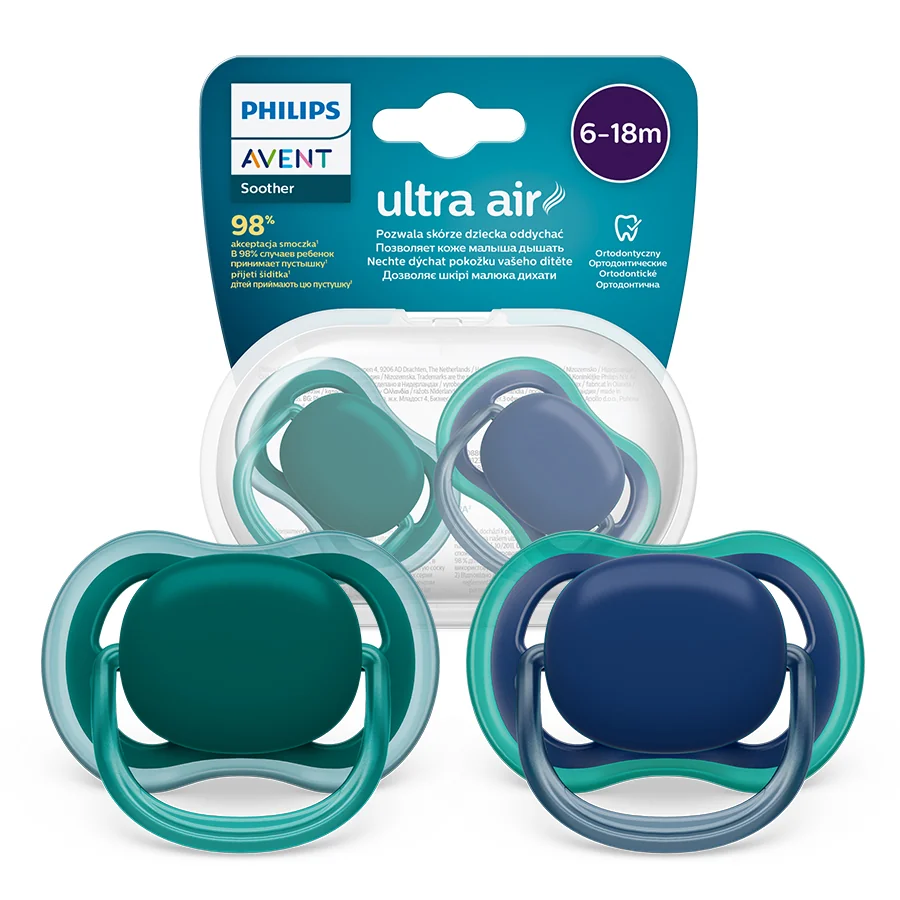 Philips Avent Ultra Air, oddychający smoczek ortodontyczny 6-18m, SCF085/31, 2szt.