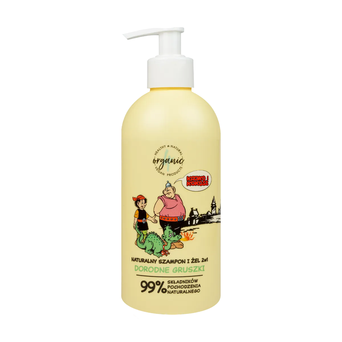 4organic Kajko i Kokosz naturalny szampon i żel do mycia dla dzieci 2w1 Dorodne gruszki, 350 ml