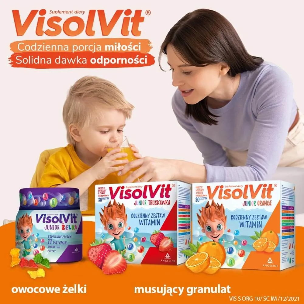 VisolVit Junior, proszek musujący o smaku pomarańczowym, 10 saszetek 