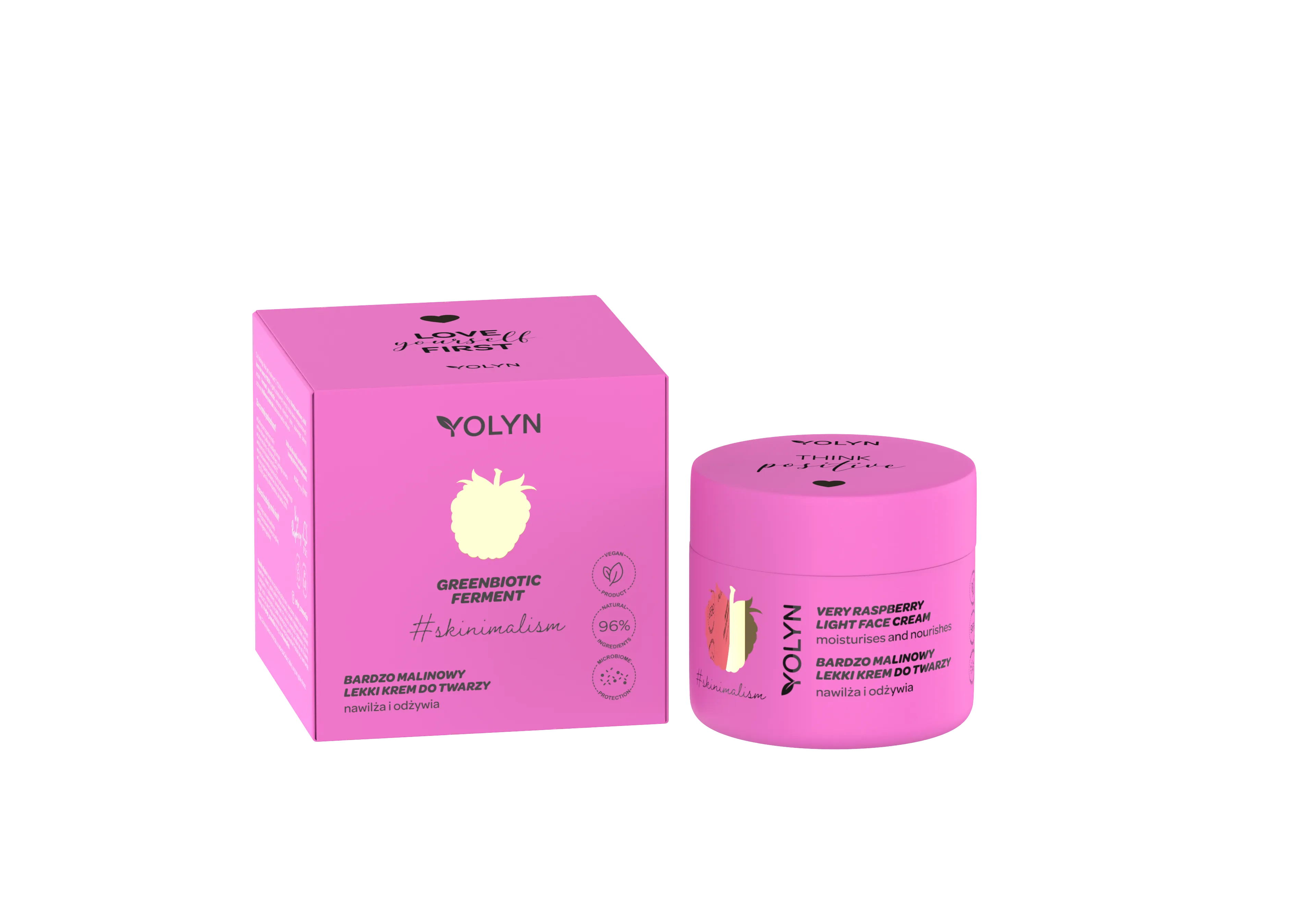 Yolyn Greenbiotic Ferment bardzo malinowy lekki krem do twarzy, 50 ml