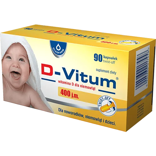 D-Vitum witamina D dla niemowląt 400 j.m, suplement diety, 90 kapsułek twist-off