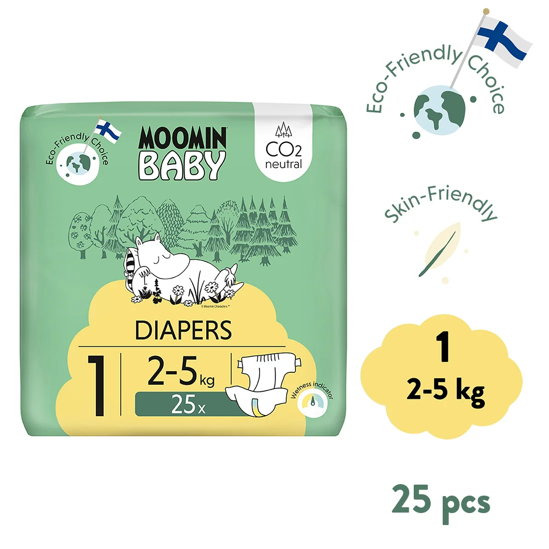 Moomin Baby, pieluszki 1 Newborbn, 2-5 kg, 25 szt