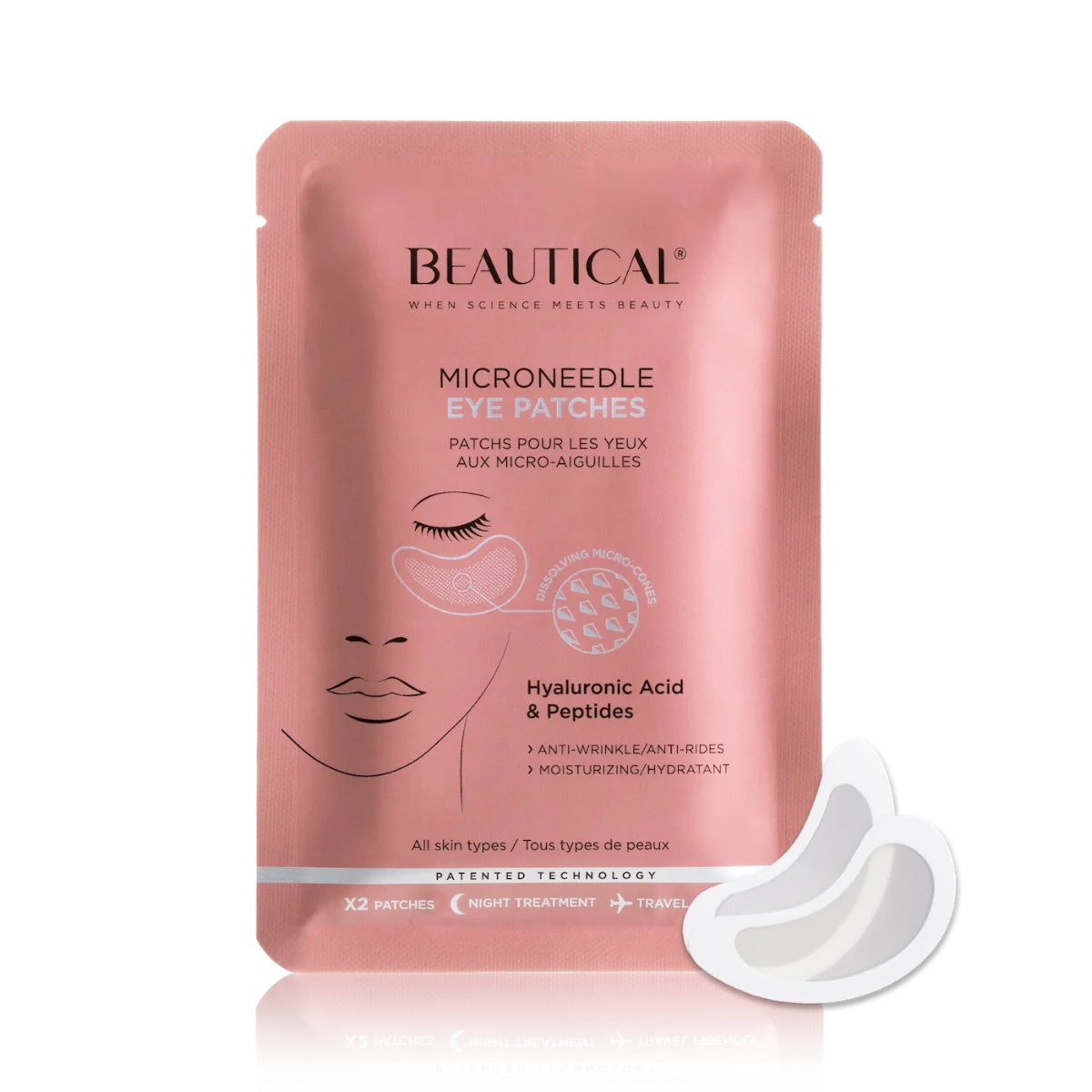 Beautical Microneedle Eye Patches płatki pod oczy z kwasem hialuronowym i peptydami, 2 szt.