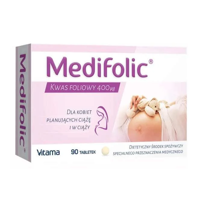 Medifolic, kwas foliowy 400 µg, 90 tabletek