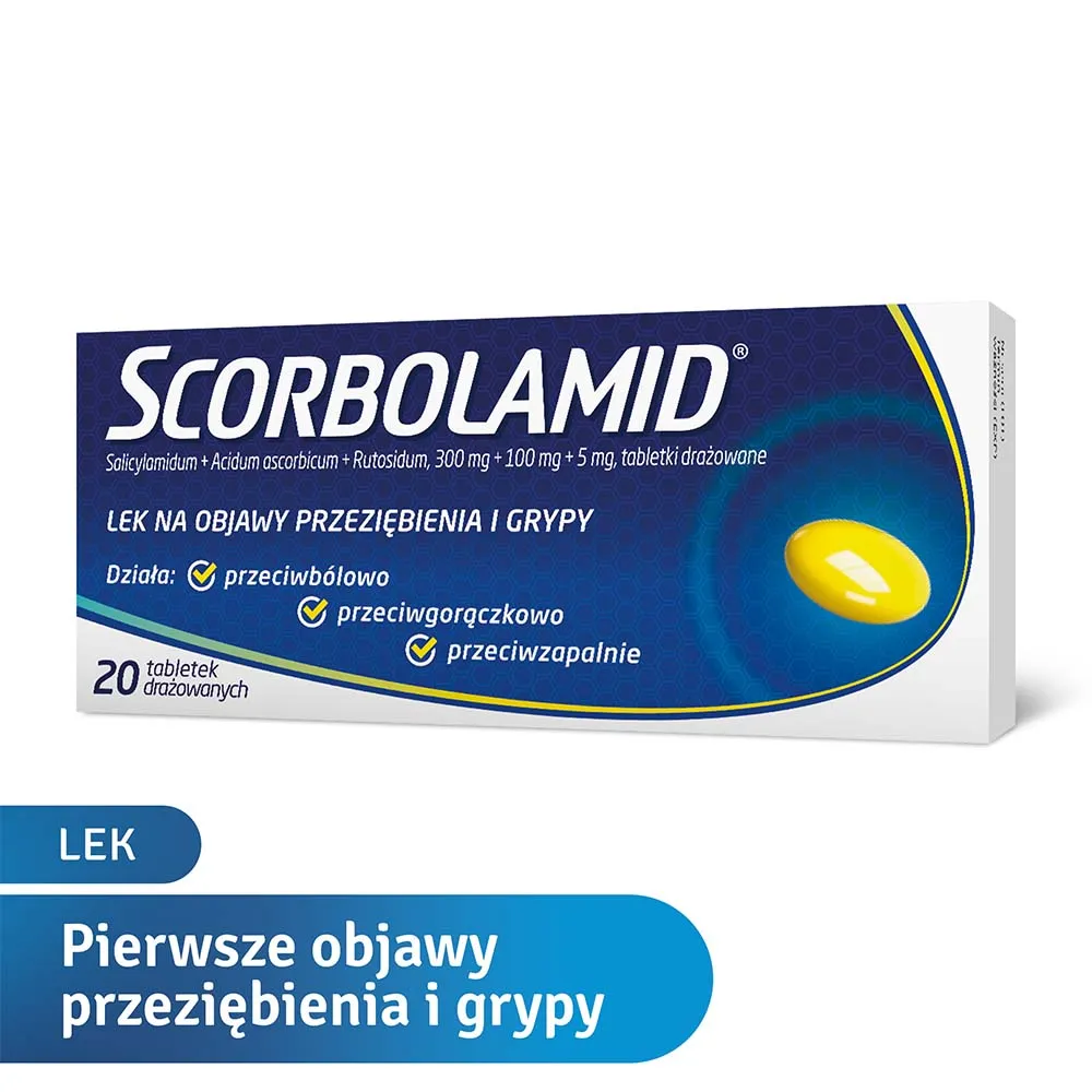 Scorbolamid, 300 mg + 100 mg + 5 mg, 20 tabletek drażowanych