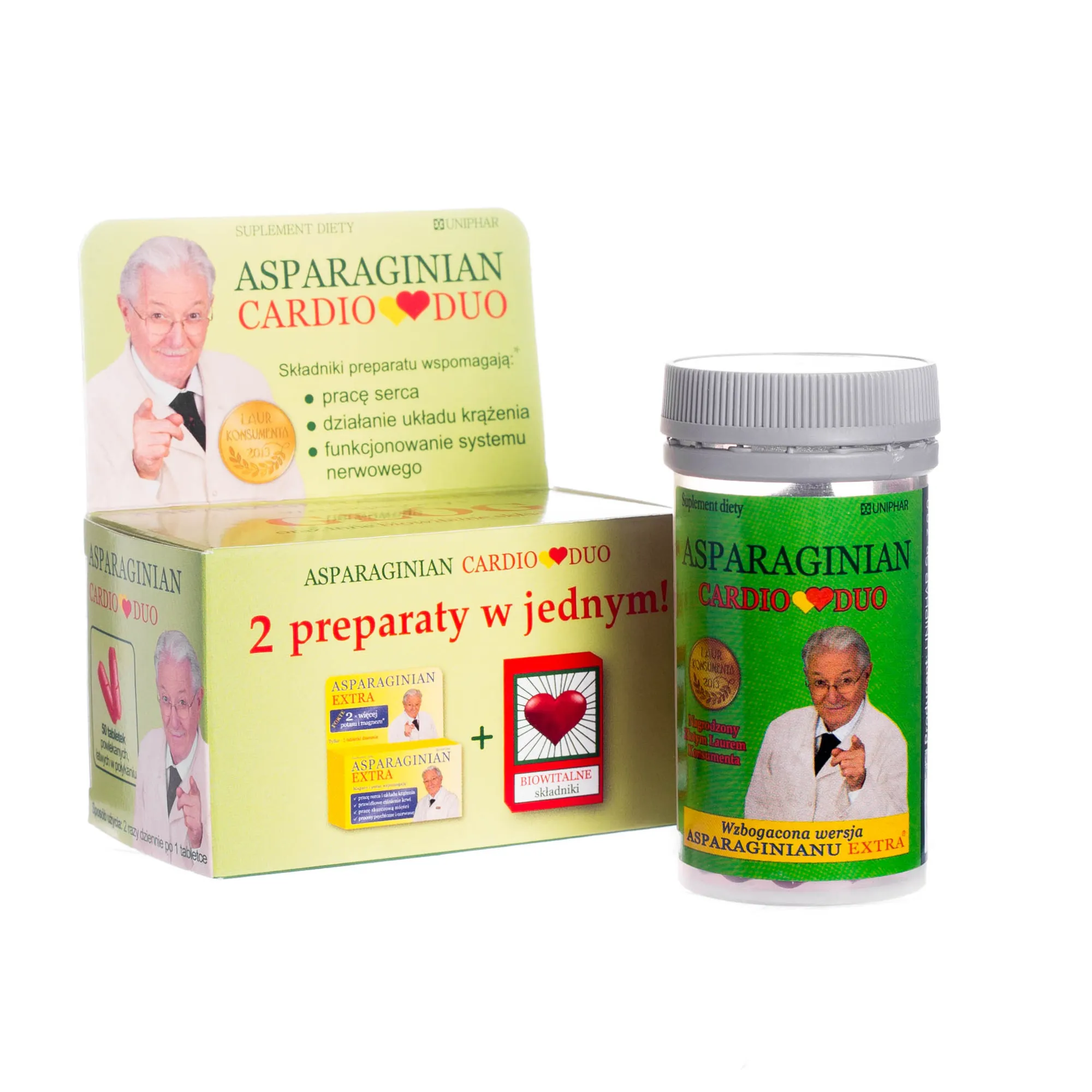 Asparaginian CardioDuo, suplement diety wzbogacony w głóg oraz inne biowitalne składniki, 50 tabletek