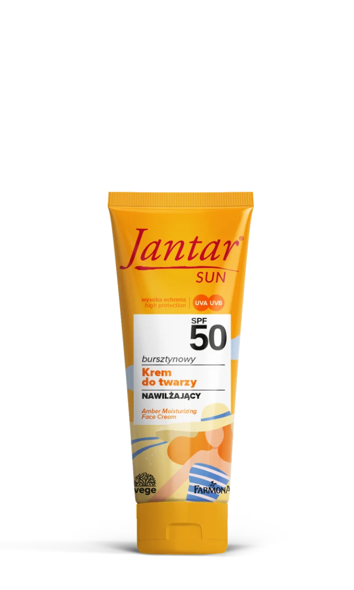 Farmona Jantar Sun, bursztynowy nawilżający krem do twarzy z hydrolatem z neroli SPF 50, 50 ml