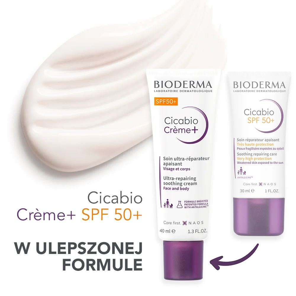 Bioderma Cicabio Cream+ SPF50+ krem naprawczo-kojący, 40 ml