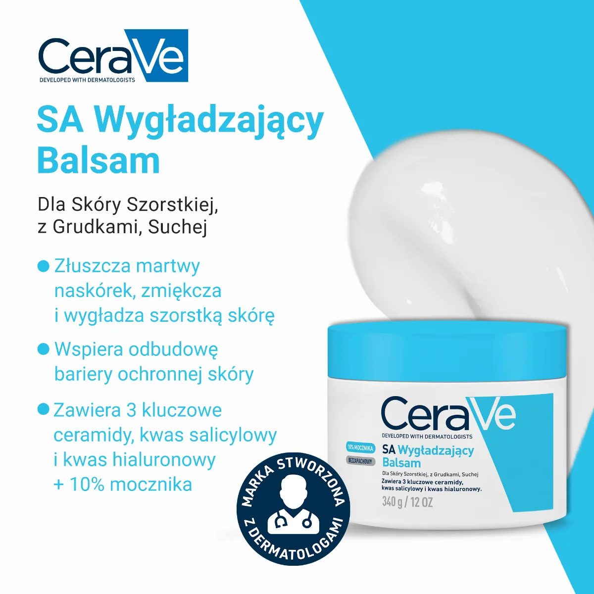 CeraVe balsam wygładzający do twarzy i ciała, 340 g