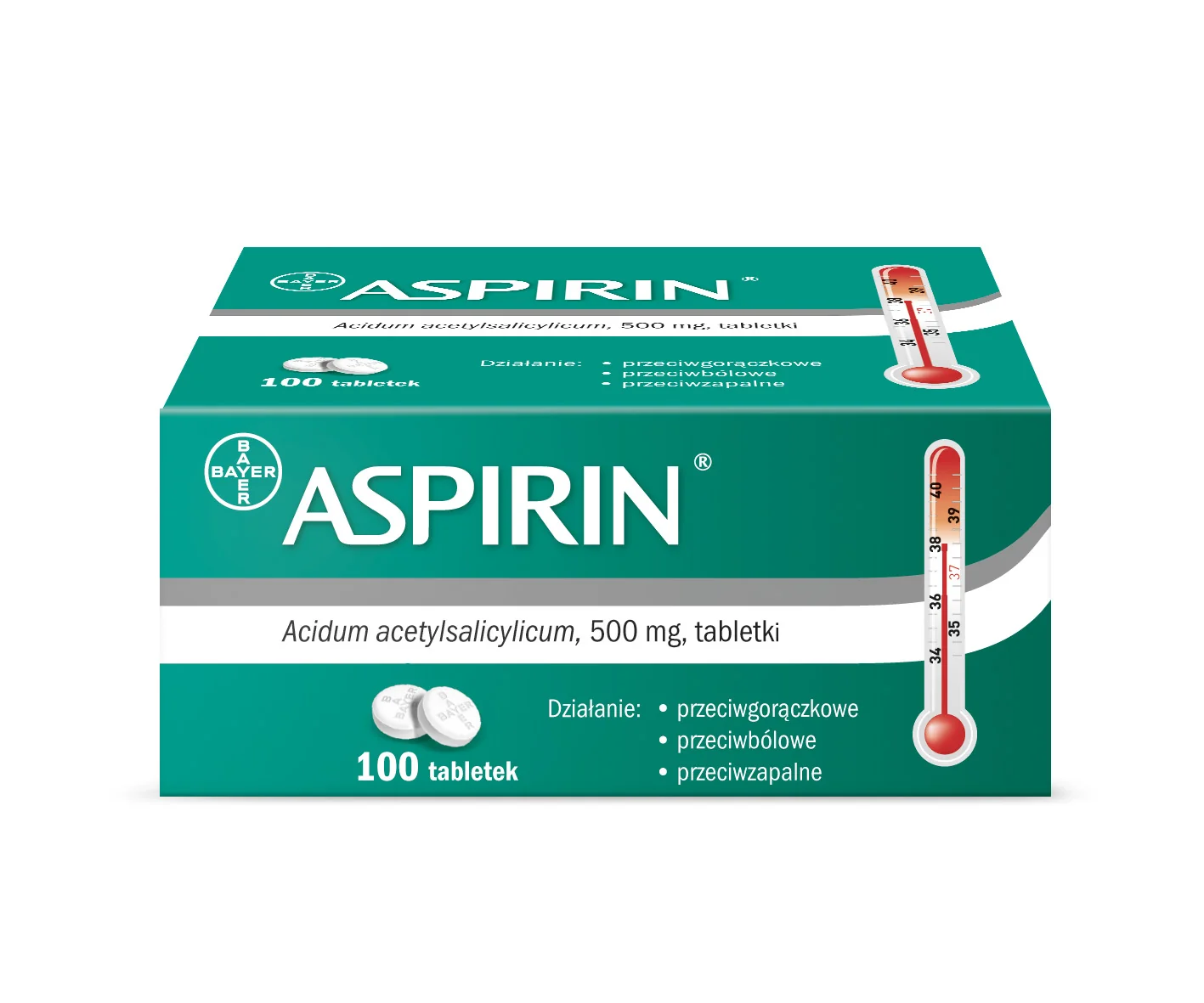 Aspirin, 500 mg, 100 tabletek