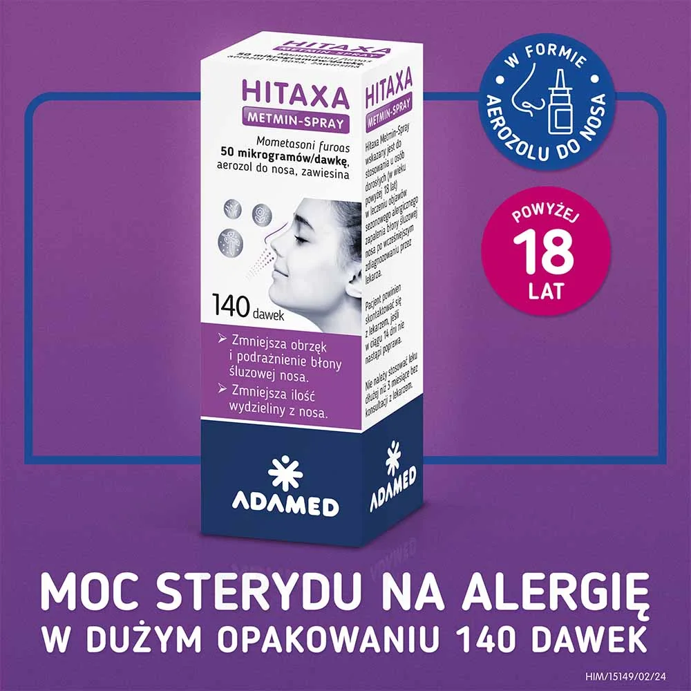 Hitaxa Metmin-Spray, aerozol do nosa, 0,05 mg/ dawkę, 1 butelka 140 dawek 