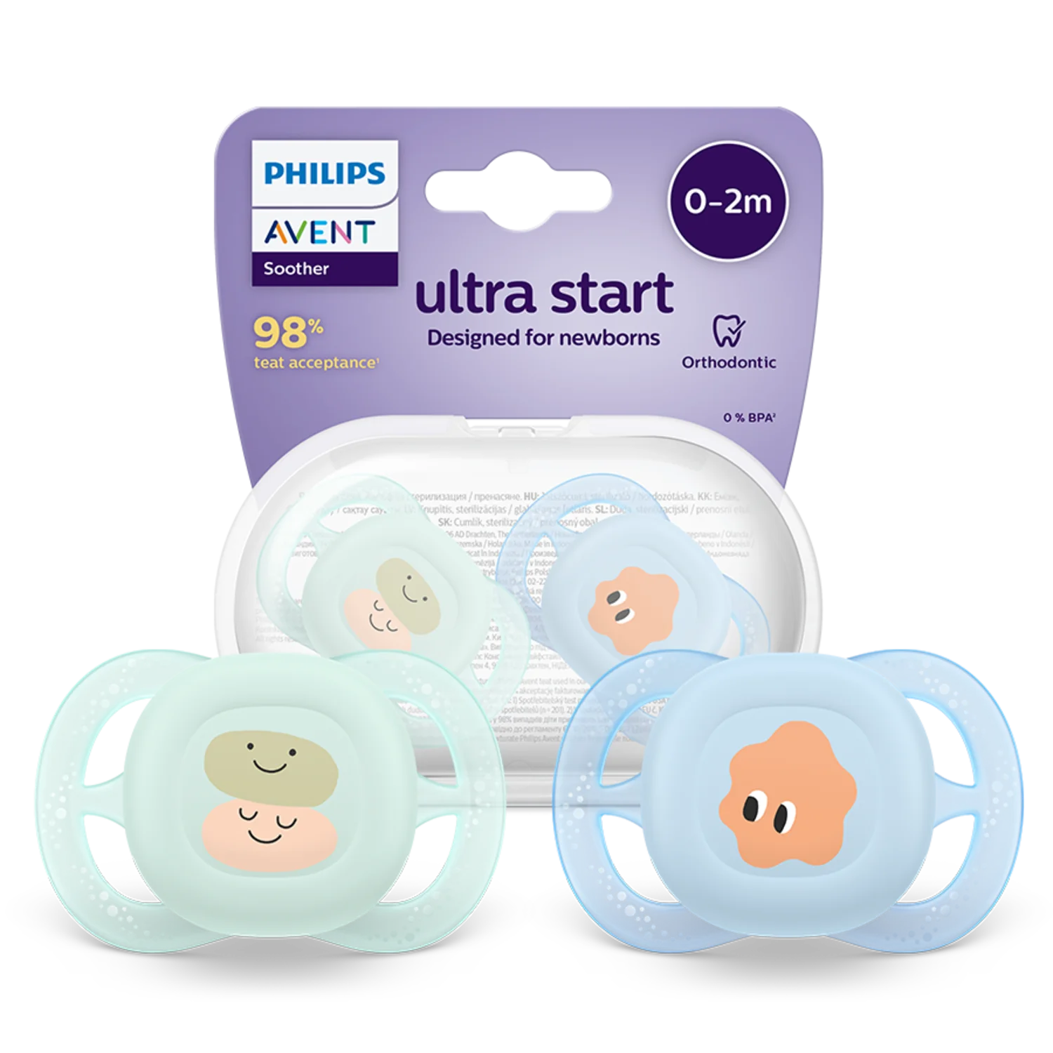 Philips Avent Ultra Start SCF075/04 smoczek ortodontyczny, 0-2 m, 2 szt.