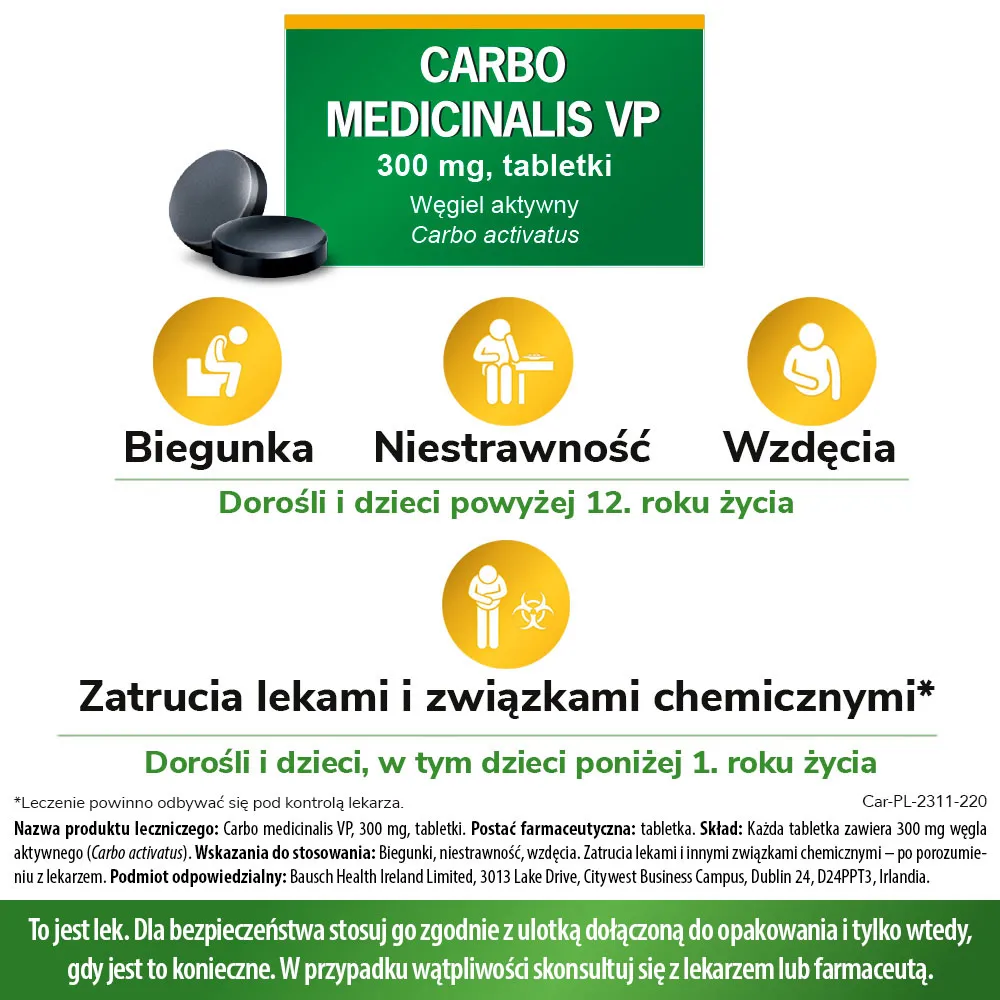 Carbo Medicinalis VP, 300 mg, 20 tabletek 