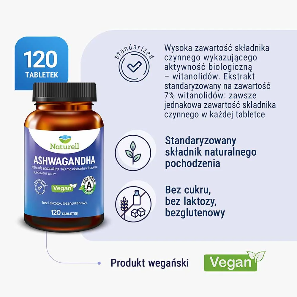 Naturell Ashwagandha 120 tabletek