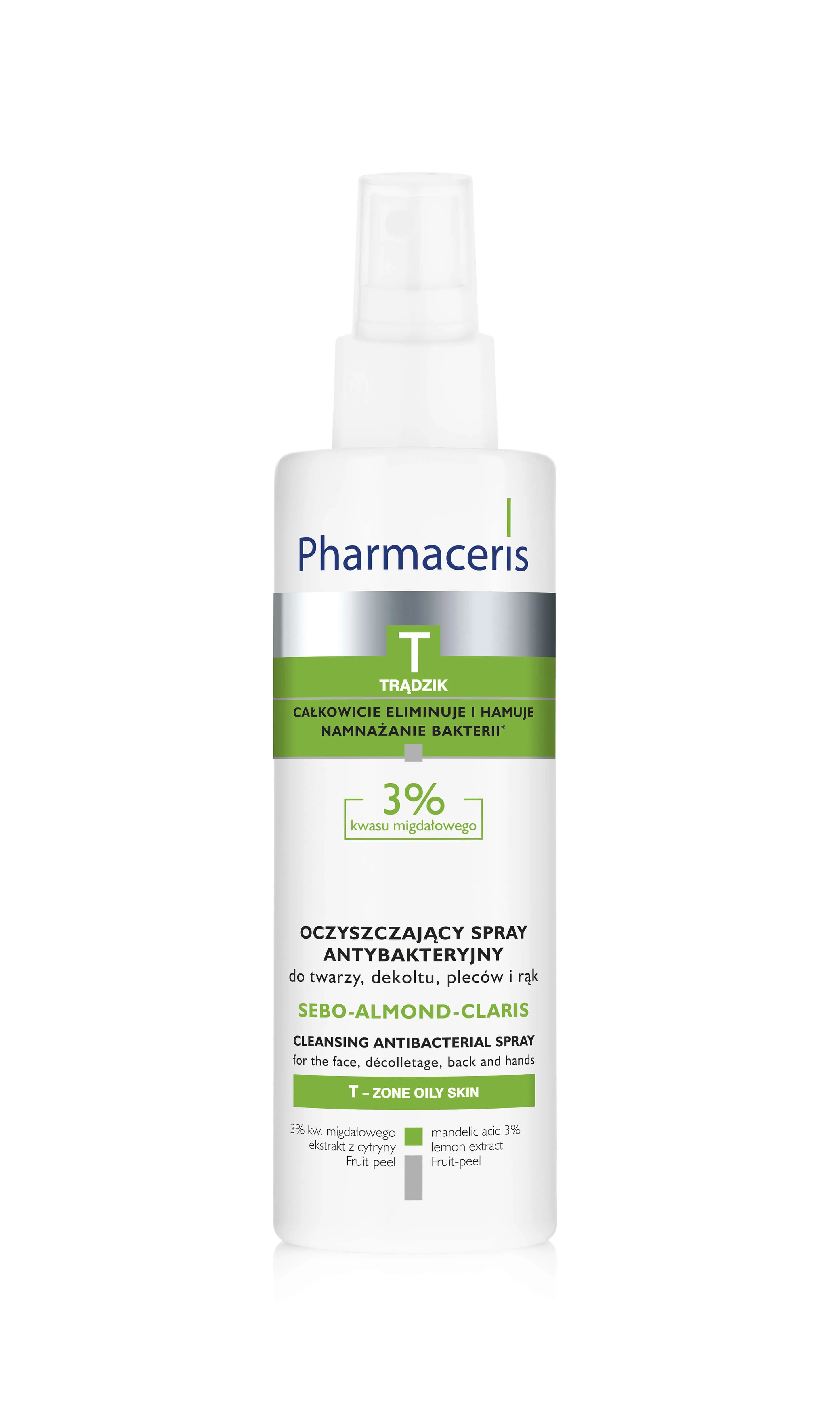 Pharmaceris T Sebo-Almond-Claris, oczyszczający spray antybakteryjny, 200 ml