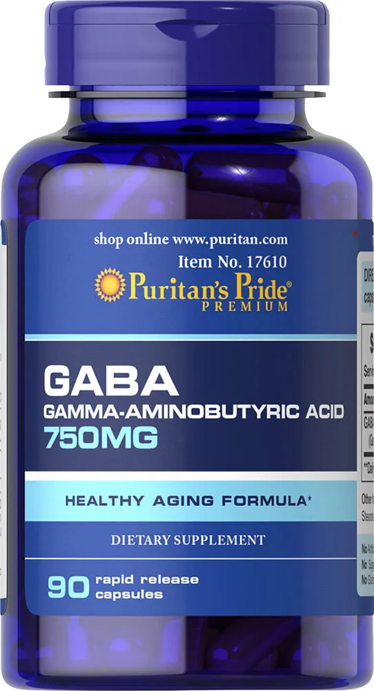 GABA, suplement diety, 750 mg, 90 kapsułek