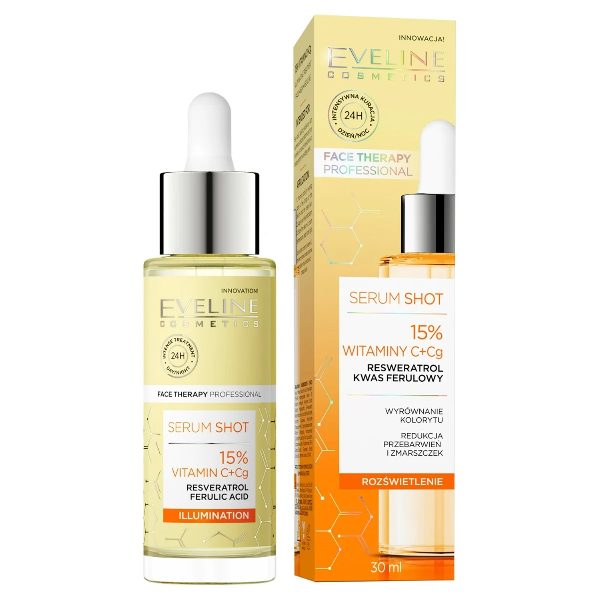 Eveline Cosmetics Serum Shot Rozświetlenie, kuracja 15% witaminy C+Cg, 30 ml