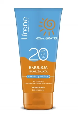 Lirene Sun, emulsja do opalania utrwalająca opalanie SPF20, 150ml(+25ml)