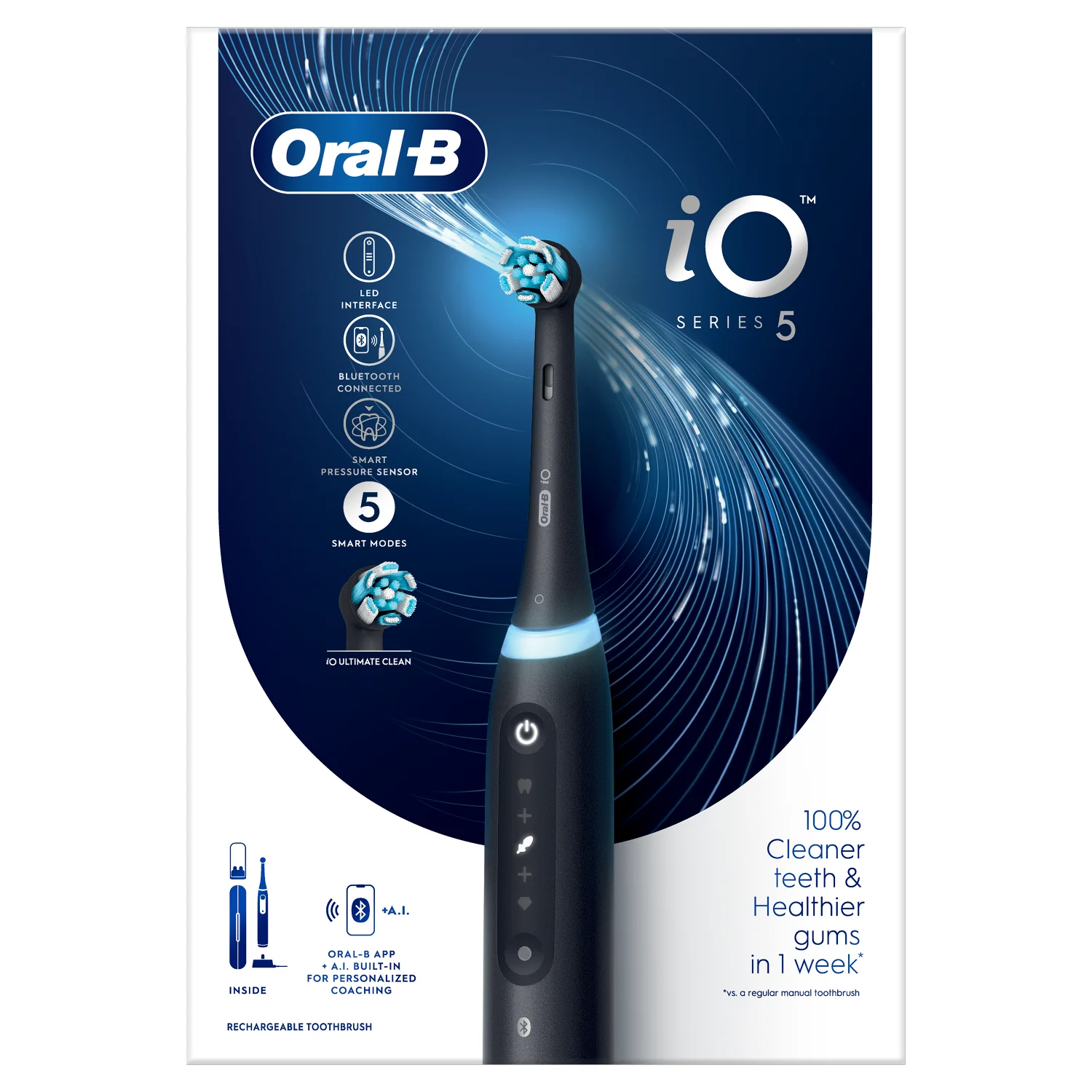 Oral-B iO Series 5 Matte Black, szczoteczka elektryczna do zębów, 1 szt.