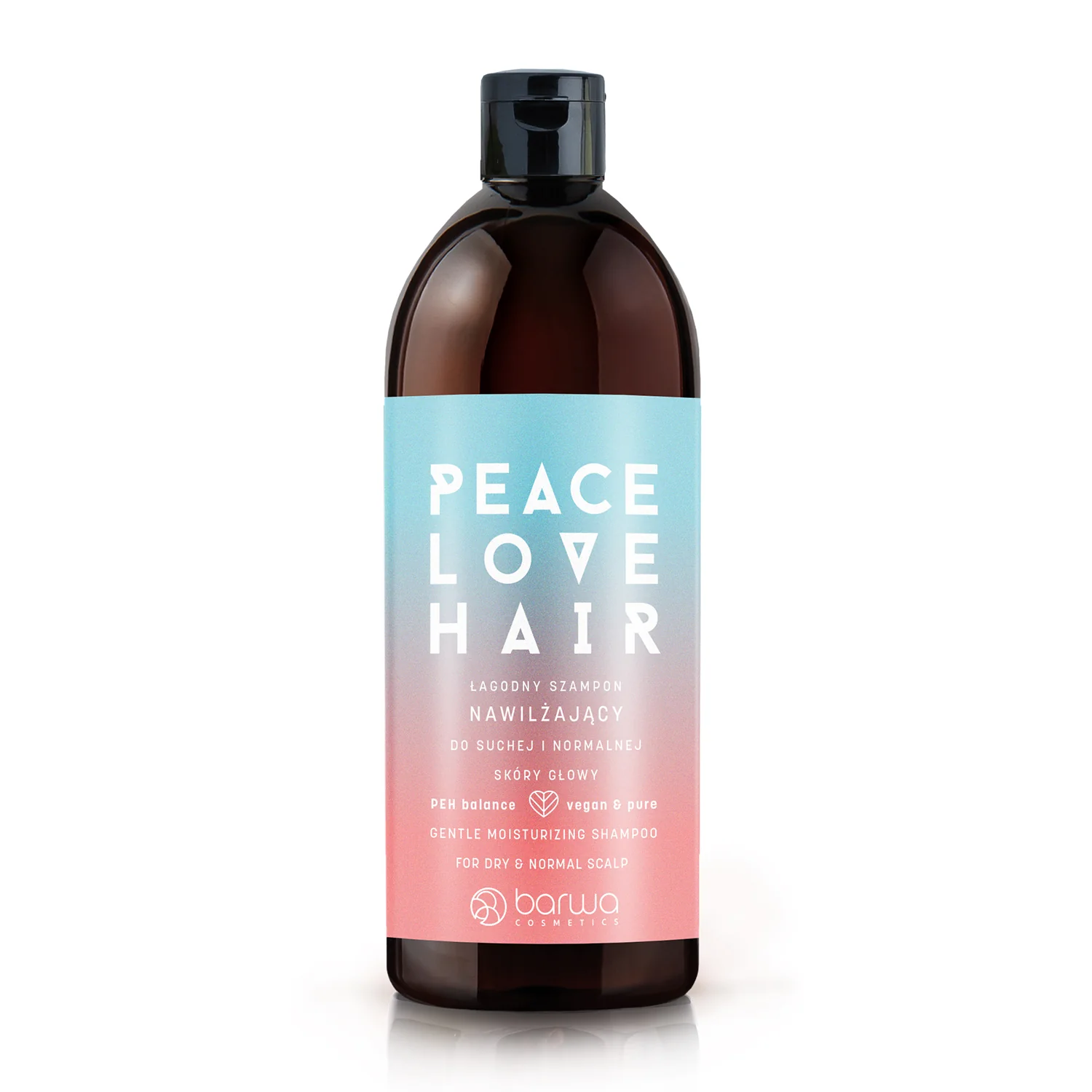 Barwa Peace Love Hair, łagodny szampon do włosów nawilżający, 480 ml