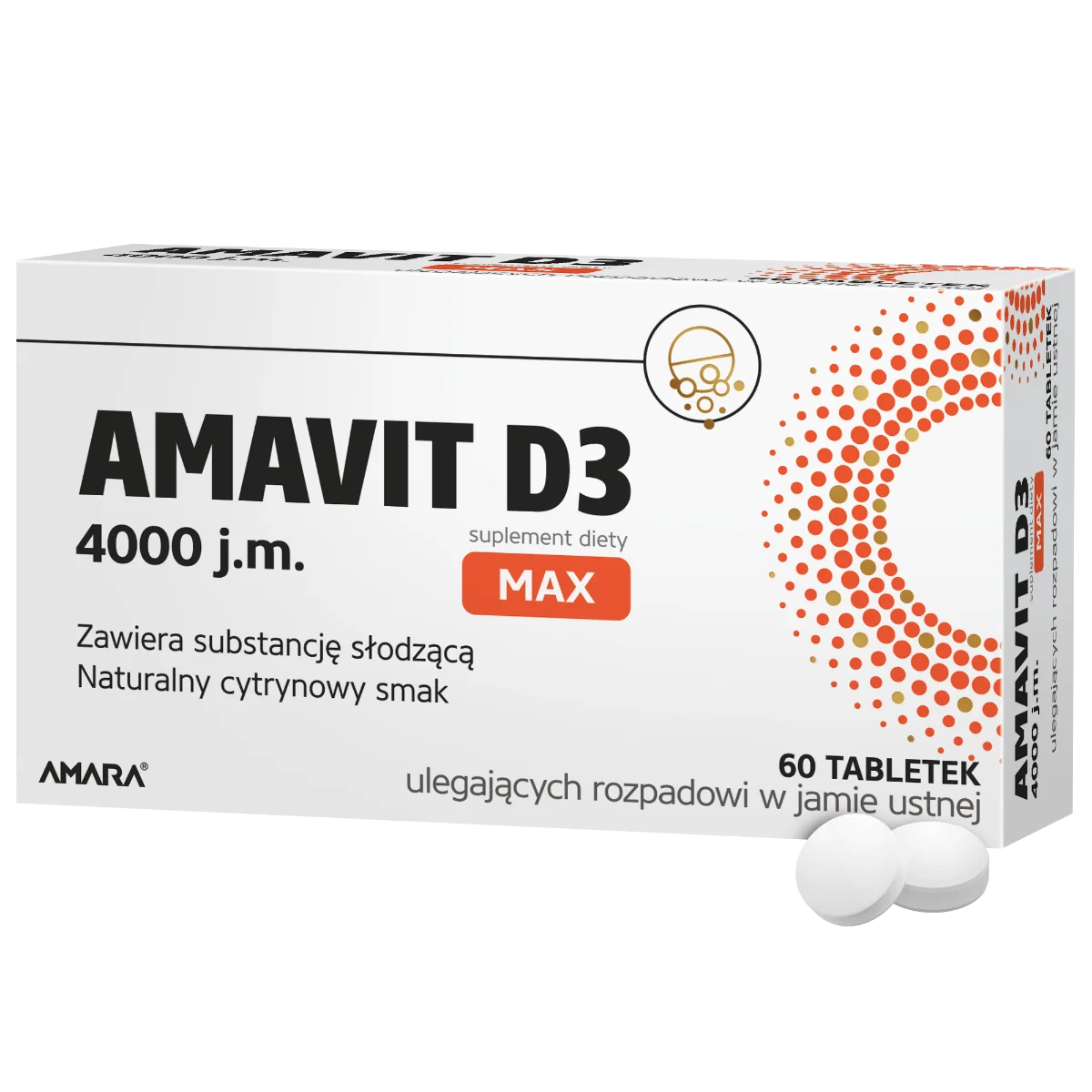 Amavit D3, 4000 j.m, suplement diety, 60 tabletek ODT