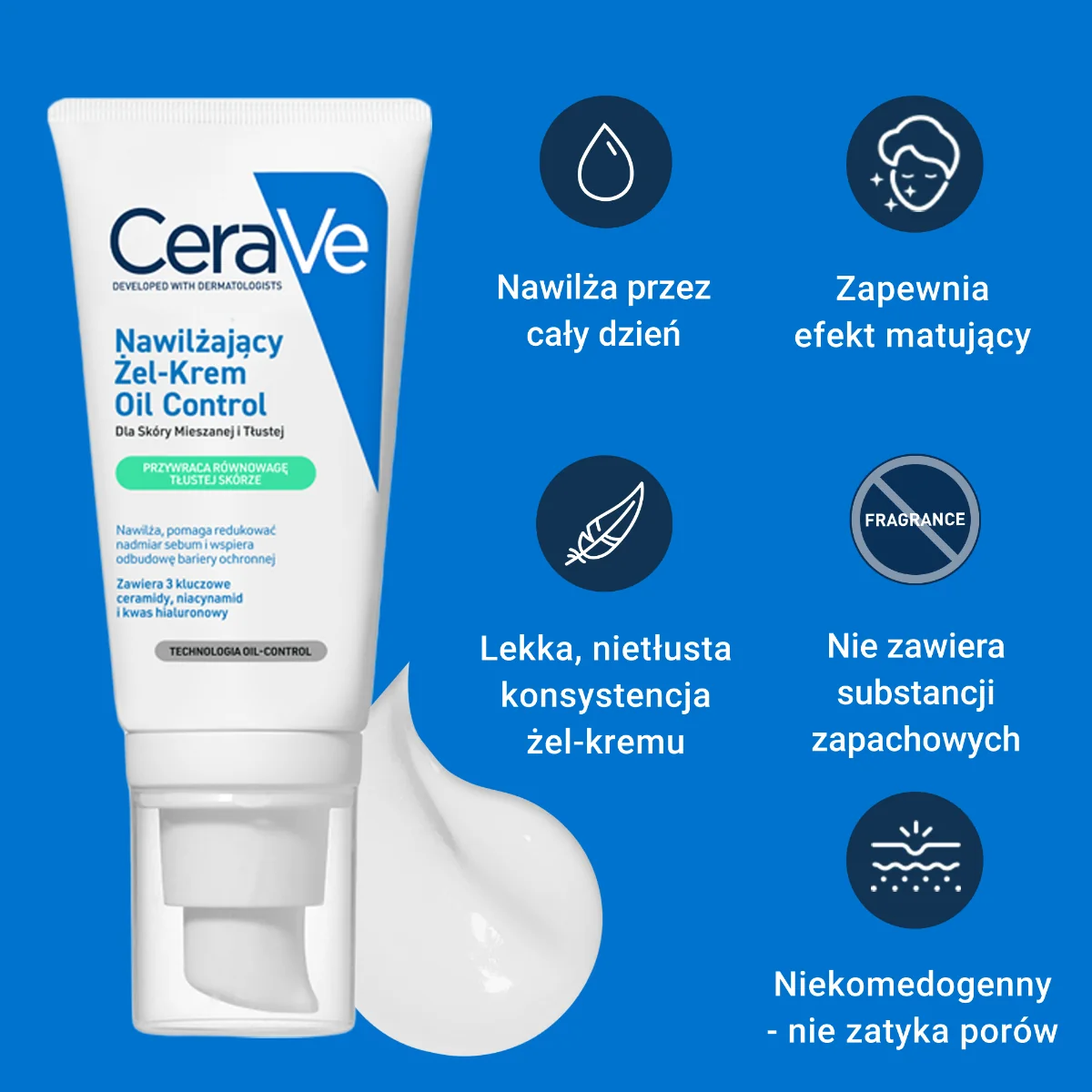 CeraVe Nawilżający Żel-Krem dla skóry mieszanej i tłustej, 52ml