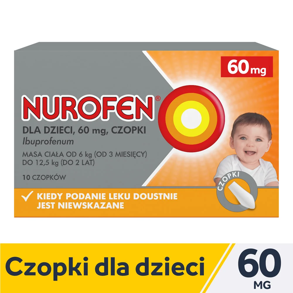 Nurofen dla dzieci, 60 mg, 10 czopków