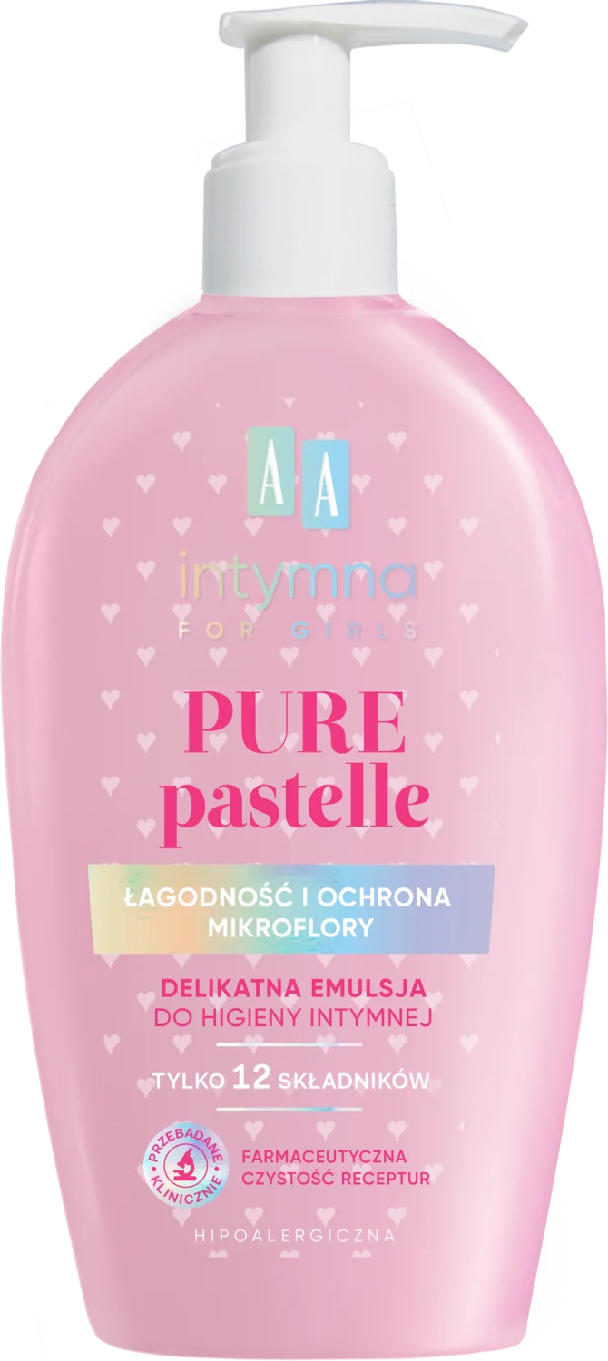 AA Intymna Pure Pastelle For Girls, delikatna emulsja do higieny intymnej, 300 ml